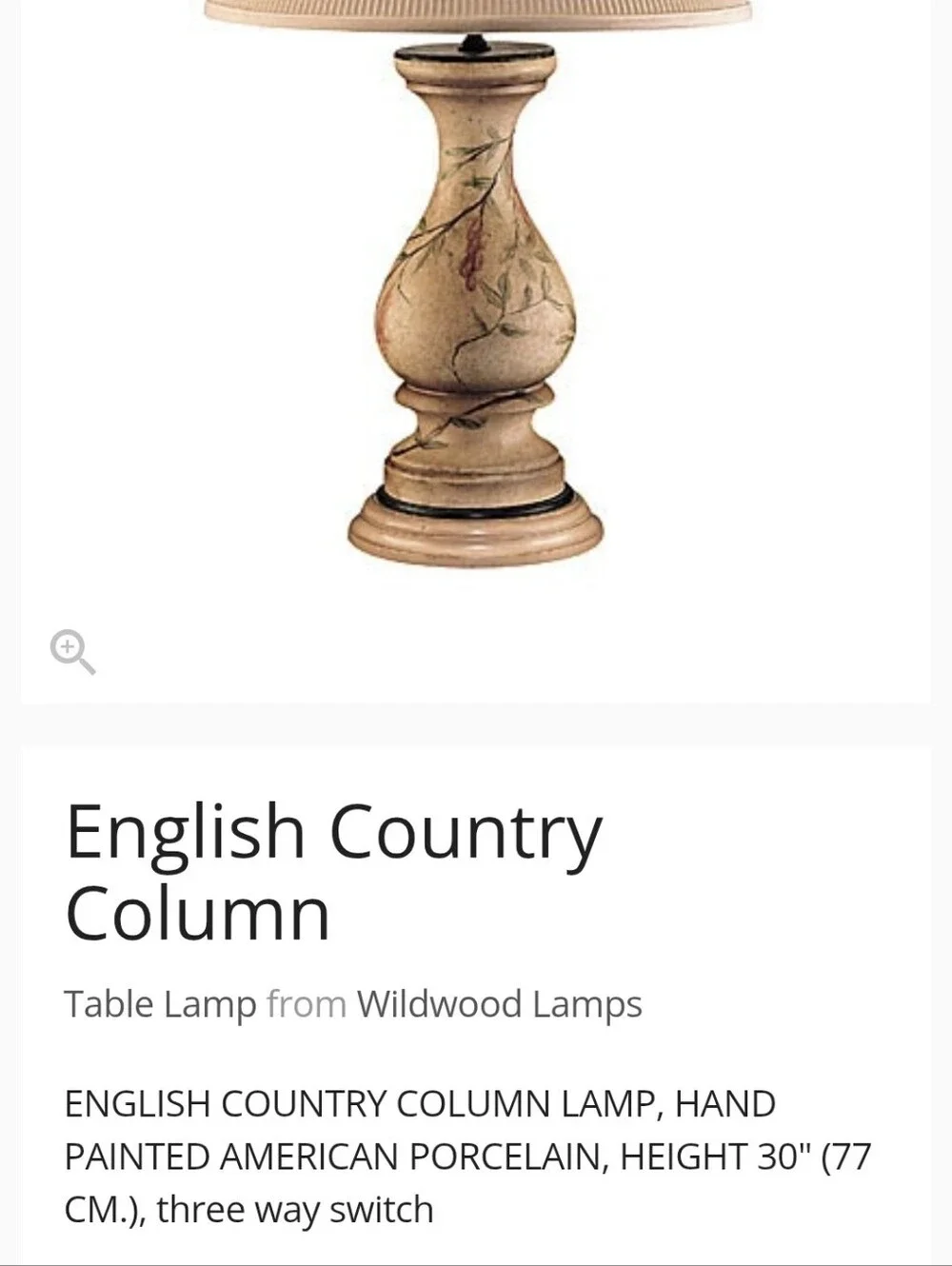 Pair Hand-Painted Wildwood Table Lamps with Beige Shade